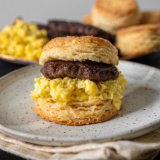 bison breakfast sausage biscuits with scrambled egg